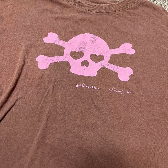 Pink and brown skull tee - Picture 2 of 6